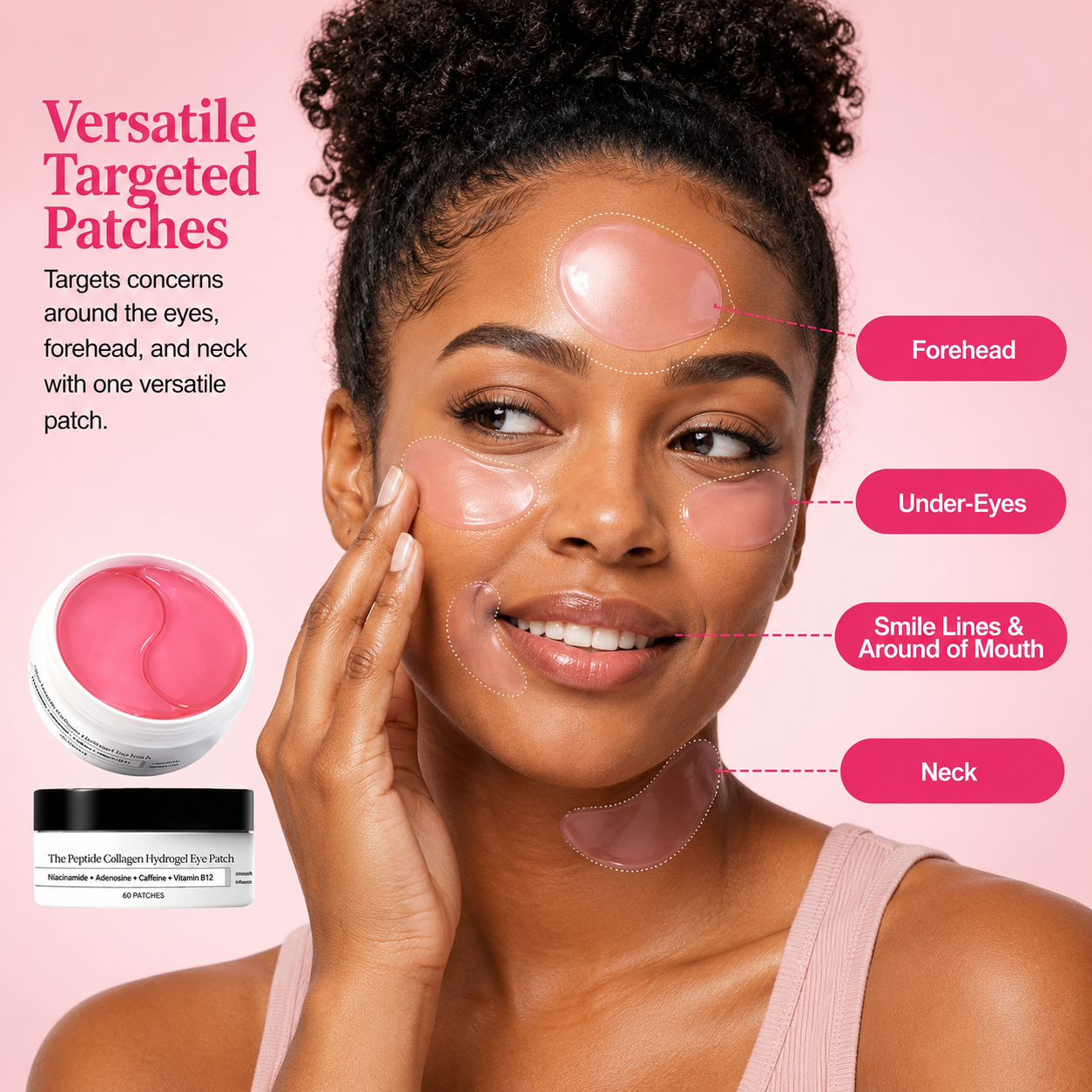 Even Glow Peptide Collagen Hydrogel Eye Patches – Niacinamide + Adenosine Under Eye Treatment